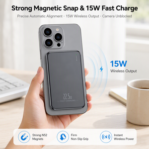 <span class=keywords><strong>Banco</strong></span> <span class=keywords><strong>de</strong></span> Energía Inalámbrico Magnético <span class=keywords><strong>de</strong></span> 5000mAh, Carga Rápida PD <span class=keywords><strong>de</strong></span> 22.5W, Cargador Portátil Metálico Ultra Delgado <span class=keywords><strong>de</strong></span> 15W para Teléfonos iOS y Android - Product Image 2
