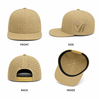 Casquette de baseball personnalisée avec logo, séchage rapide, 6 panneaux, visière plate, snapback, perforations laser, respirante, unisexe, vente en gros, OEM, faible MOQ