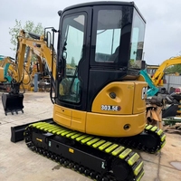 Excavatrice Caterpillar 303.5E d'occasion avec coupleur rapide inclinable et rotatif, zéro queue de traînée, Cat 3 tonnes, pelle compacte, certifiée CE EPA Tier 4