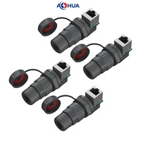 AOHUA Connecteur de signal RJ45 monté sur panneau à 90 degrés IP67 8P8C Connecteur réseau LED en plastique RJ45 IP67