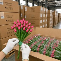 Bouquet de fleurs artificielles en soie de tulipes de haute qualité, fleurs de printemps pour la décoration de la maison, mariage, arrangement en vase, vente en gros OEM