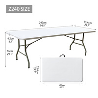Ensemble table et chaises pliantes en plastique pour extérieur, 180 cm/240 cm, pour bureau, mariage, repas et usage domestique