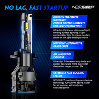 Novsight N61 Ampoules LED pour phares de voiture à faisceau haut et bas H7 H119005 9006 Ampoules LED pour phares 9-32V H4 Phares LED