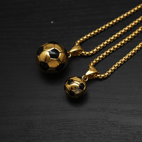 Kalung Sepak Bola Hip Hop Vintage Pvanti Anti Karat Lapis Emas 18k Liontin Baja Tahan Karat Perhiasan Fashion Berkualitas untuk Pria