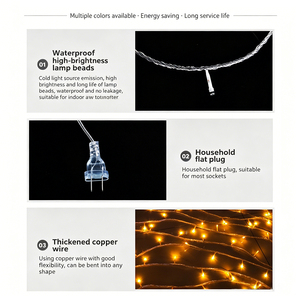 Guirlande lumineuse LED de Noël extérieure de 10 m avec 100 lumières pour fête d'anniversaire, mariage, décoration de vacances - Product Image 5