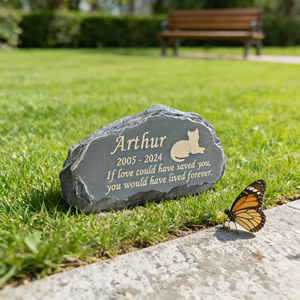 Lápida Conmemorativa Personalizada para Gatos con Placa Grabada, Silueta de Gato Dorada, Regalo para Pérdida de Mascota, Decoración de Jardín, Recuerdo de Condolencias - Product Image 2