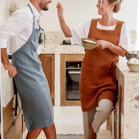 Vente en gros de tablier de chef en lin avec broderie personnalisée de logo tabliers de serveur de cuisine de jardin de barman de restaurant avec poches