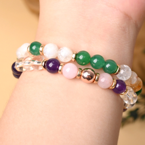 Bracelet extensible en perles rondes de pierres précieuses mélangées, bijoux en cristal de guérison, vente en gros - Product Image 3