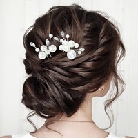 Accessoires de cheveux élégants pour mariée, lot de 6, perles œil de cheval, cristaux, alliage plaqué or, épingle à cheveux en forme de U