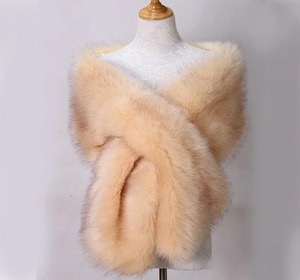 Women Luxury Warm Faux Fox Fur <strong>Shawl</strong> Winter Ladies Plush Scarf <strong>Wraps</strong> Cloak Coat <strong>Wedding</strong> Long Cape Scarves - Product Image 6