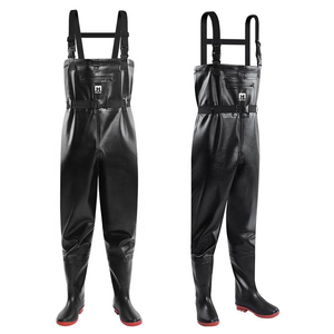 PVC Poitrine Pêche Waders Imperméable Poitrine <span class=keywords><strong>Pantalon</strong></span> pour Hommes Femmes avec Bottes en Caoutchouc pour la Pêche à la Mouche - Product Image 5