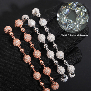 ファインジュエリー10mmラウンドボールデザインパスダイヤモンドテスター925シルバーVvsdアイシングアウトMoissaniteダイヤモンドボールチェーンネックレス - Product Image 3