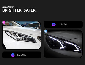 Đèn pha kiểu dáng xe Sonata 2016-2017, đèn LED DRL cao cấp, đèn <span class=keywords><strong>Bi</strong></span> <span class=keywords><strong>Xenon</strong></span> HID, phụ kiện ô tô, đèn pha Sonata Nine mới - Product Image 3