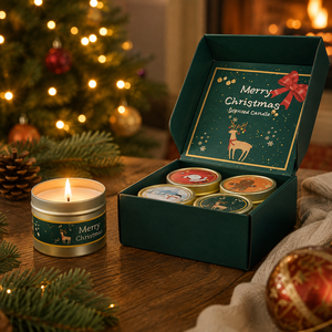 Coffret Cadeau de Bougies de Noël – <span class=keywords><strong>4</strong></span> Bougies Parfumées en Boîte – Vente Directe Usine – Marque Privée – Vente en Gros – Cadeaux de Saison - Product Image 2