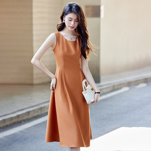 Women's Black A-line Sleeveless Dress Jewel Neck Breathable Daily Casual Dress Natural Waistline No-wrinkle Treatment - Product Image 3