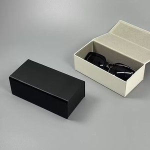 Étui à lunettes en cuir PU carré fait main style coréen, boîte de rangement pour lunettes de mode, logo personnalisé - Product Image 1
