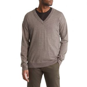 Pull en laine mérinos personnalisé pour homme, col en V, tricoté à manches longues, idéal pour l'hiver - Product Image 2