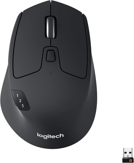New Logitech M720 Triathlon Multi-Device Wireless Mouse Hyper-Fast Scrolling 24-Month Battery and Unifying USB for PC