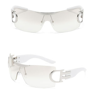 Fête femmes lunettes noir or Sport Lunette Homme Zonnebril hommes dames nuances lunettes de soleil surdimensionné sans monture Y2K <span class=keywords><strong>futuriste</strong></span> <span class=keywords><strong>Pc</strong></span> - Product Image 4