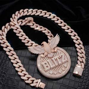 Nuevo Collar con Colgante Personalizado de Águila con Incrustaciones de Diamantes, Medallón de Oro Rosa, Estilo Hip Hop para Hombre, Regalo - Product Image 3
