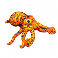 Peluche pieuvre réaliste à anneaux bleus, tentacules pliables, animal marin en peluche, cadeau en gros