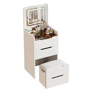 Toletta Moderna <span class=keywords><strong>da</strong></span> Trucco Bianca Illuminata con Specchio in Pannello di Legno Resistente Mobili per <span class=keywords><strong>Camera</strong></span> <span class=keywords><strong>da</strong></span> Letto per Uso Quotidiano - Product Image 2