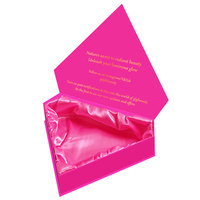 Boîte à extensions de cheveux en forme de diamant avec logo personnalisé, emballage de perruque rose vif, boîte cadeau en carton de luxe pour ensemble cosmétique beauté