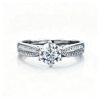 Bijoux de mode, bague en moissanite colorée 1CT 2CT 3CT, argent sterling 925, moissanite ronde rose, blanche, bleue, bague en diamant