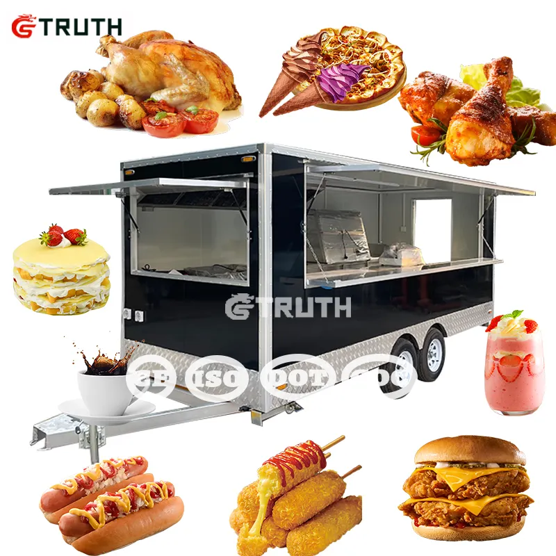Camión de remolque de comida rápida, quiosco de calle eléctrico, carrito de crepé tuk, diseño de carro de comida móvil