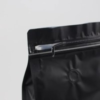 Sac à café personnalisé à fond plat avec valve, pochette d'emballage de café réutilisable à fermeture éclair, pochette autoportante