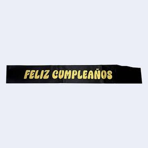 Black Happy Birthday Sash With Gold <b>Letters</b> Elegant Party Decoration 12 Pcs Bag - Product Image 1