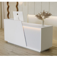 Meubles de bureau modernes en MDF + LED, comptoir de réception noir pour salon de beauté, hôtels, gymnases ou magasins de vêtements