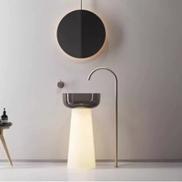 Wastafel lantai berdiri kolom komposit kamar mandi alas wastafel tangan baskom cor batu Resin berdiri bebas permukaan Solid wastafel