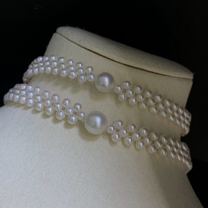 Retro Romantic Bridal Style High-end pendant <b>necklace</b> Hand Woven With Glossy 3-4mm Natural Pearl <b>Delicate</b> Pearl - Product Image 2