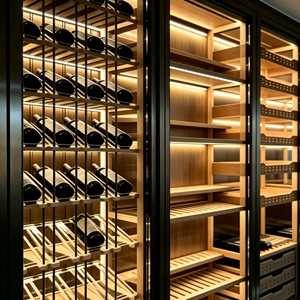 Armoire à <span class=keywords><strong>vin</strong></span> en bois à cadre noir avec éclairage LED, présentoir à whisky, contrô<span class=keywords><strong>le</strong></span> de l'humidité, <span class=keywords><strong>pour</strong></span> cave à <span class=keywords><strong>vin</strong></span> et stockage en cave - Product Image 2