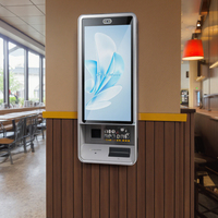 Kiosque de commande en libre-service mural personnalisé de 27 pouces pour les restaurants Terminal de point de vente à écran tactile pour le paiement des commandes alimentaires SDK