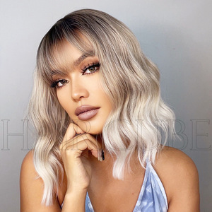 Nouvelle Arrivée 20 pouces Style Européen et Américain Recommandé Six Couleurs Disponibles Longueur aux Épaules Cheveux Courts Bouclés Frisés avec Frange Haute - Product Image 6