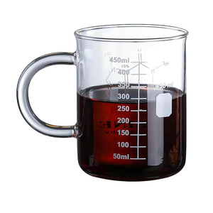 Mug en verre à café ou thé avec poignée, motif molécule chimique, pour mocha, latte, lait, cappuccino, eau, jus - Product Image 1