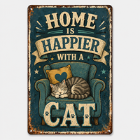 Plaque murale en métal vintage personnalisée avec motif de chat, décoration artistique pour les amoureux des animaux, idéale pour la maison, les cafés, les bars et la décoration intérieure.