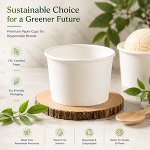 Wholesale <b>Disposable</b> Single Wall Greaseproof Food Grade Ice Cream Paper <b>Cups</b> Custom Logo for Dessert Shops - Product Image 6