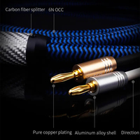 Câble de haut-parleur HiFi en cuivre monocristallin 6N OCC, prise banane plaquée or, réduction du bruit, fil audio tressé, 2m mâle-femelle