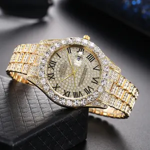 Hip Hop orologi da uomo Full Diamond Watch orologi da polso vintage calendario da uomo orologi al quarzo all'ingrosso