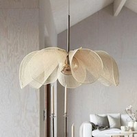 Lustre floral artistique de style crème français pour salons, salles à manger, chambres et salons de thé - Type à suspension filaire
