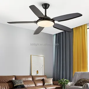 Ventilador de techo de granja de 52 pulgadas, 5 aspas reversibles, ventilador de araña, luz para sala de estar, hojas de palma ABS, LED de interior moderno 80