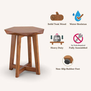 Tavolino <span class=keywords><strong>Esagonale</strong></span> in Legno Massello - Tavolino Laterale Moderno Minimalista per Soggiorno, Tavolino Decorativo in Legno Naturale <span class=keywords><strong>con</strong></span> Design a <span class=keywords><strong>Base</strong></span> a X - Product Image 6