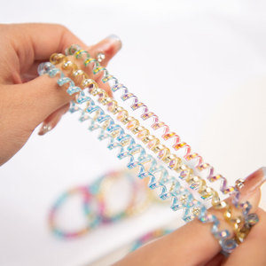 Telephone Cord Hair Ties 20 Cm <b>Large</b> Thin Plastic Resin Seamless Elastic Bands Mermaid Iridescent Metallic Colors Casual Use - Product Image 2