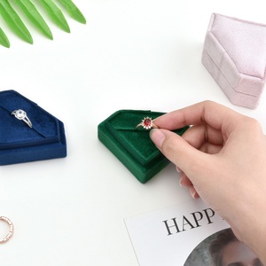 Wholesale Custom Logo Luxury Diamond Shape Velvet Ring <b>Gift</b> <b>Box</b> Necklace Earring Ring Packaging Jewelry <b>Box</b> - Product Image 3