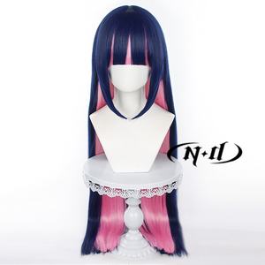 Perruques de cosplay ND Stocking Anarchy, anime, bas et jarretière, longues, lisses, bleu, rose, mélange de couleurs, brun clair, résistantes à la chaleur - Product Image 3