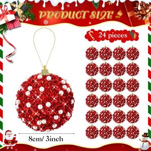 Navidad <b>Glitter</b> Hanging Christmas Foam <b>Ball</b> Foam Christmas Tree Baubles 8CM Christmas <b>Ball</b> Ornaments Bulk - Product Image 2