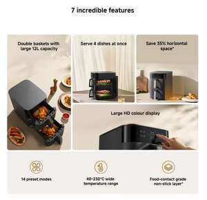 Freidora de Aire Inteligente Xiaomi de Doble Capa 12L, Horno Multifuncional para Hacer Papas Fritas, Horno Freidora de Aire de Gran Capacidad - Product Image 3